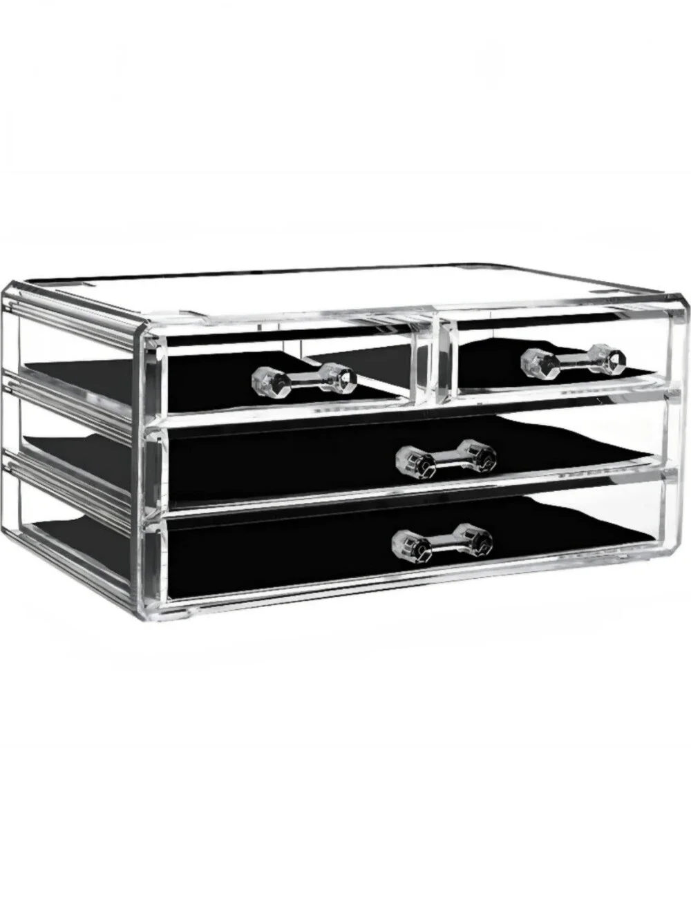 NWT Clear 4-Drawer Jewelry Makeup Organizer Black Valor Drawer SZ 9